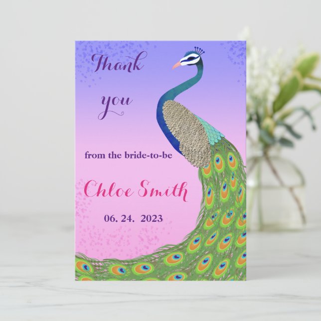 Rosa och blått möhippa under djurart tack kort (Stående Fram)