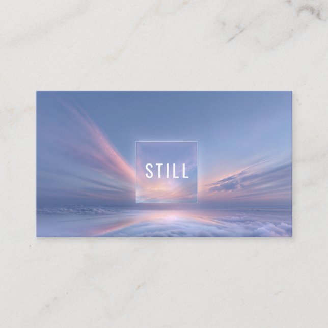 Rosa och Blått Molnlandskap Minimalistisk Ram Visitkort (Framsida)