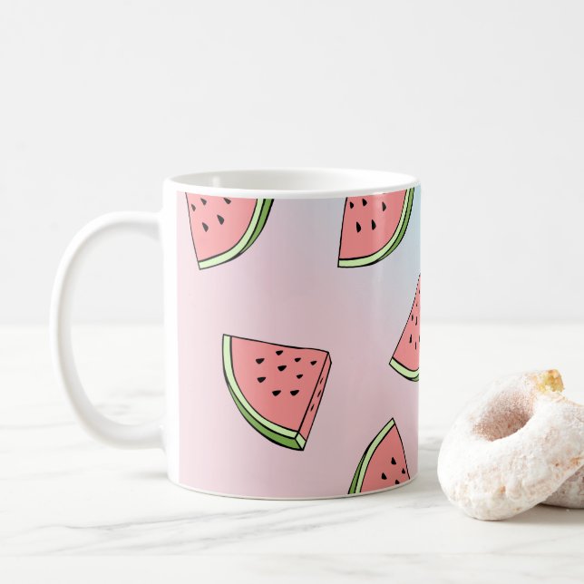 Rosa och blått mönster-pastellisammet kaffemugg (Med munk)