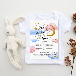 Rosa och blått över Genderna Måne Inbjudningar