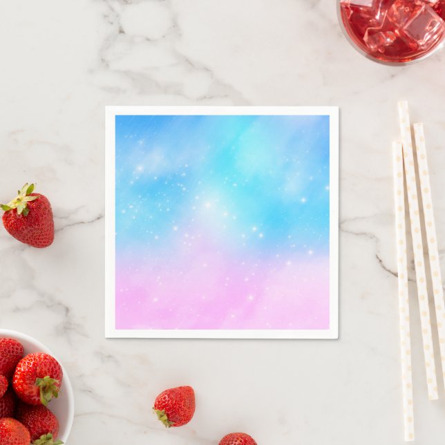 Rosa och Blått Pastellfärgat Gradient Himmel Pappersservett (Insitu)