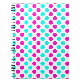 Rosa och blått Polka dots Anteckningsbok Med Spiral