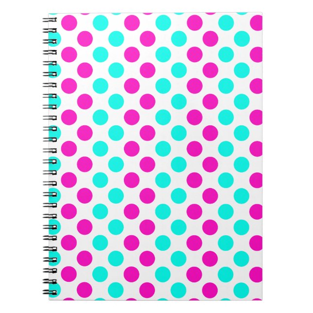 Rosa och blått Polka dots Anteckningsbok Med Spiral (Framsidan)