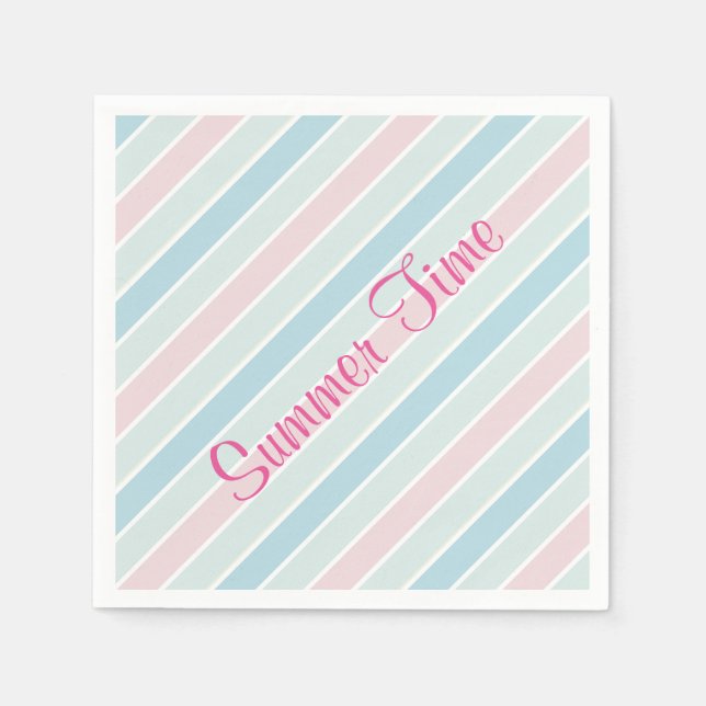 Rosa och blått Rand Pappersservett (Framsidan)