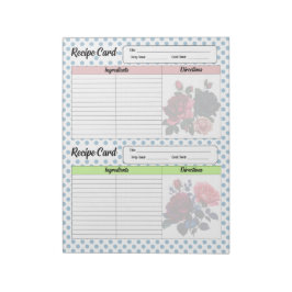 Rosa och blått recept anteckningsblock