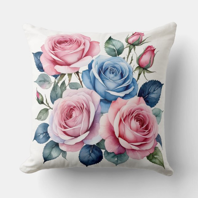 Rosa och blått Ro Kudde (Framsida)