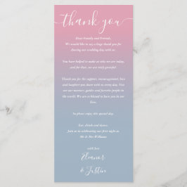 Rosa och blått samlingskort meny