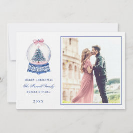 Rosa och blått Snö Globe W/ Photo Inbjudningar
