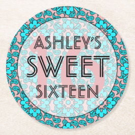 Rosa och blått sötvatten 16 Födelsedagsfester Unde Underlägg Papper Rund