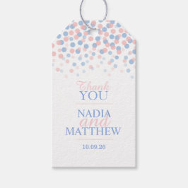 Rosa och blått tack som du kallade bröllop-märkre presentetikett