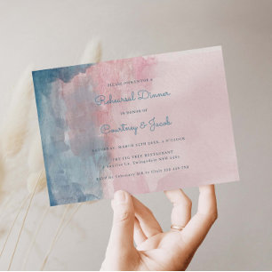 Rosa och Blått Vattenfärg Rehearsal Middag