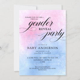 Rosa och blått Virtuellt Gender i Party Inbjudningar