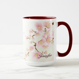 Rosa och Blommar av vita körsbär Mugg