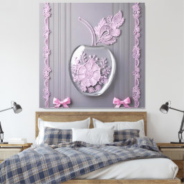 Rosa och Blommigt av bröllop-Grått Glass AI-konst Canvastryck