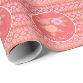 Rosa och Blommigt av koraller Presentpapper