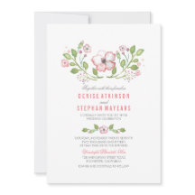 Rosa och  Blommigt Bröllopsinbjudningar för vatten