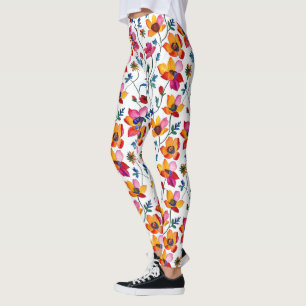 Rosa och Blommigt för vattenfärgsSöt och Gult Leggings