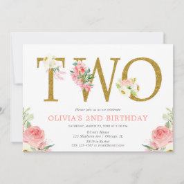  rosa och blommigt i guld inbjudningar