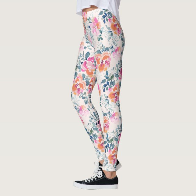 Rosa och Blommönster Leggings (Vänster)