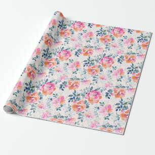 Rosa och Blommönster Presentpapper