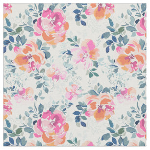 Rosa och Blommönster Tyg