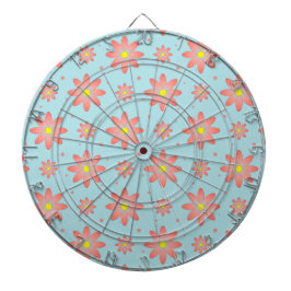 Rosa och blommor i pulverblått delikat daisy darttavla