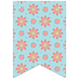 Rosa och blommor i pulverblått delikat daisy vimplar