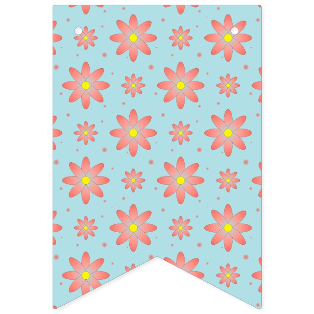 Rosa och blommor i pulverblått delikat daisy vimplar (Första flaggan)