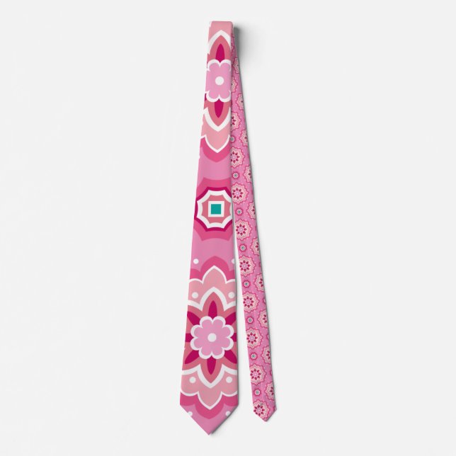 Rosa och blomsterliknande mönster slips (Framsida)