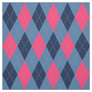 Rosa och Blue Argyle Mönster Tyg