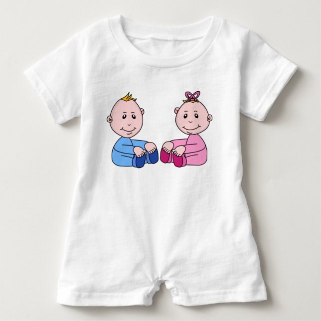 ROSA OCH BLUE BABY TWILLINGAR  T SHIRT (Framsida)