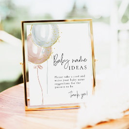 Rosa och Blue Balloon Gender Reveal baby namn Poster