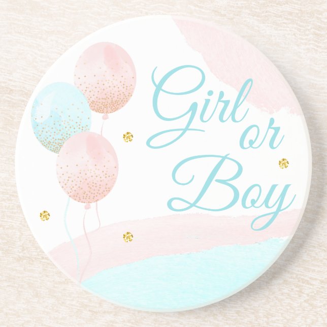 Rosa och Blue Balloons Boy eller Girl Gender Revea Underlägg (Framsidan)