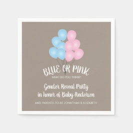 Rosa och Blue Balloons Gender Reveal Party Pappersservett