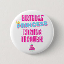 Rosa och Blue Birthday Princess Pin Badge