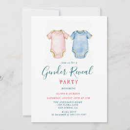 Rosa och Blue Bodywear Gender Reveal Party Inbjudningar