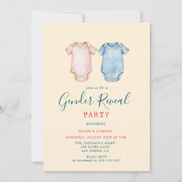 Rosa och Blue Bodywear Gender Reveal Party Inbjudningar