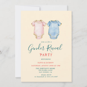 Rosa och Blue Bodywear Gender Reveal Party Inbjudningar