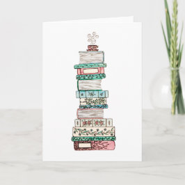 Rosa- och Blue Bookstack-kort Helgkort
