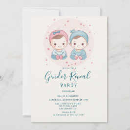 Rosa och Blue Boy eller Girl Gender Reveal Party Inbjudningar