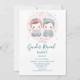 Rosa och Blue Boy eller Girl Gender Reveal Party Inbjudningar