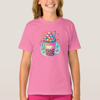 Rosa och Blue Bubble Tea T Shirt