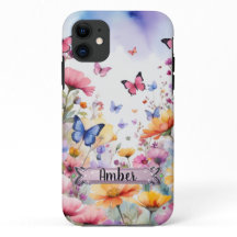 Rosa och Blue Butterflies iPhone/iPad-fall
