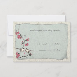 Rosa och Blue Cherry Blommar Chickadee OSA