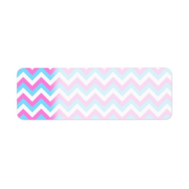 Rosa och Blue Chevron Zig Zag Rand. Returadress Etikett (Framsidan)