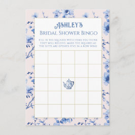 Rosa och Blue Chinoiserie Möhippa Bingo Tilläggskort