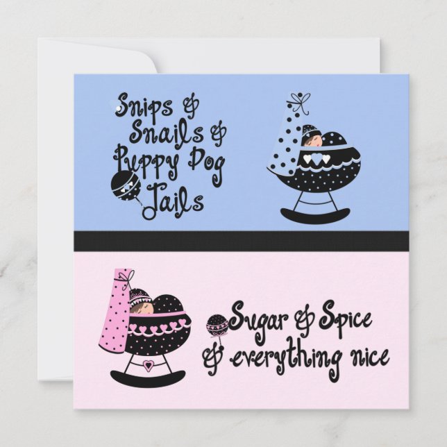 Rosa och Blue Cradle Gender Reveal Party Inbjudningar (Framsida)