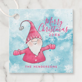 Rosa och Blue Cute Gnome Anpassningsbar God jul Gåvor Etiketter