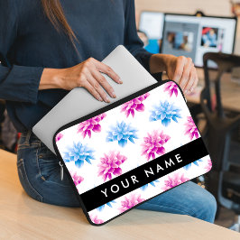 Rosa och Blue Dahlia, Blommönster, ditt namn Laptop Fodral
