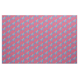 Rosa och Blue Dala Horse Fabric Tyg
